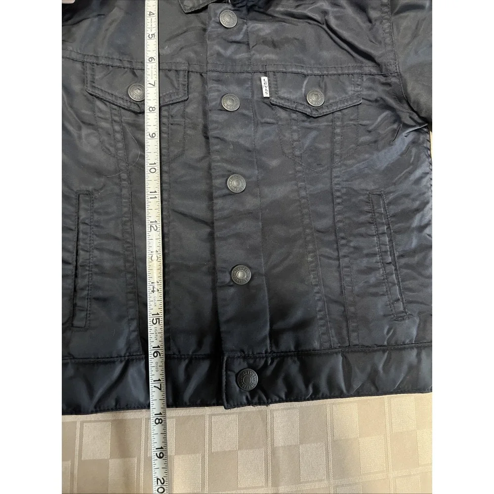 Levis Youth Boys Bomber Jacket Coat Size 7 Black‎ Snap Buttons Lightweight EUC